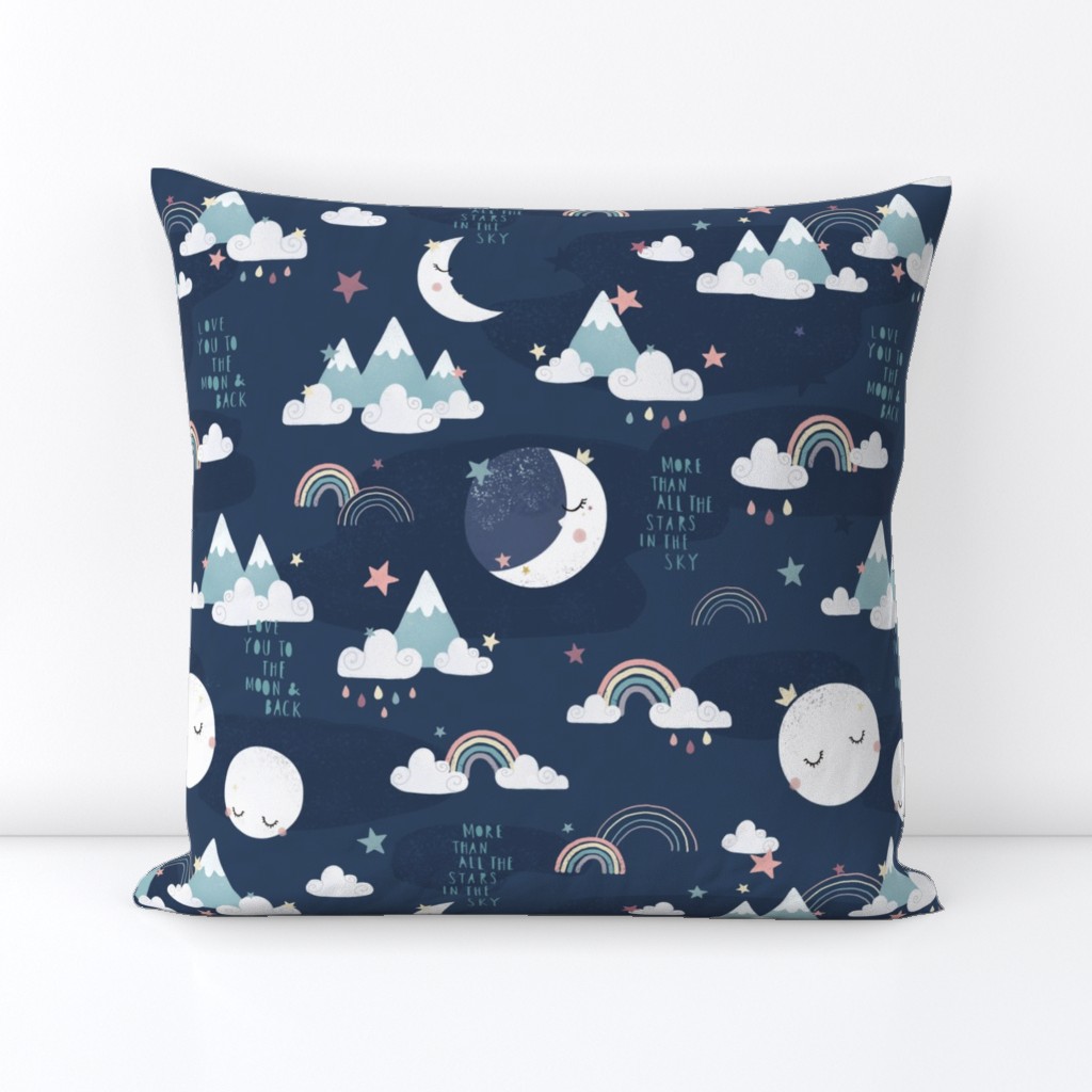 Love you to the moon and back - navy blue