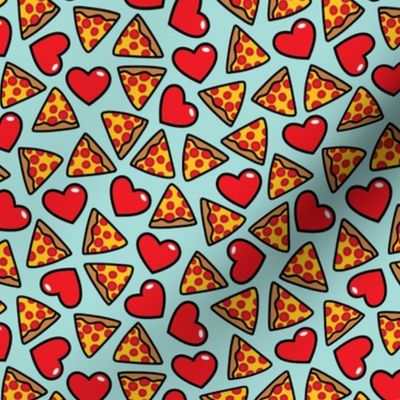 pizza with hearts on aqua