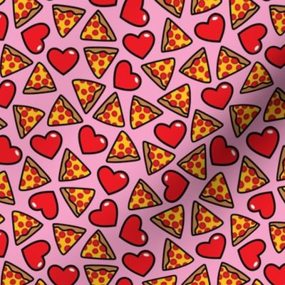 pizza with hearts on pink