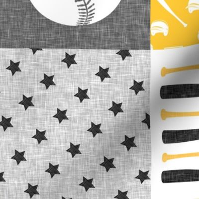 All-star - black and gold-  baseball patchwork wholecloth C18BS