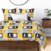 All-star - black and gold-  baseball patchwork wholecloth C18BS