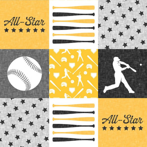 All-star - black and gold-  baseball patchwork wholecloth C18BS