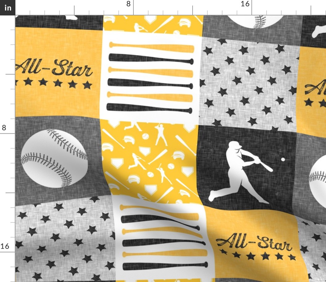 All-star - black and gold-  baseball patchwork wholecloth C18BS