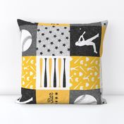 All-star - black and gold-  baseball patchwork wholecloth (90) C18BS