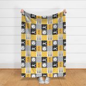 All-star - black and gold-  baseball patchwork wholecloth (90) C18BS