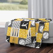 All-star - black and gold-  baseball patchwork wholecloth (90) C18BS