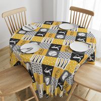 All-star - black and gold-  baseball patchwork wholecloth (90) C18BS