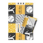 All-star - black and gold-  baseball patchwork wholecloth (90) C18BS