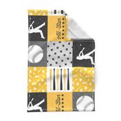 All-star - black and gold-  baseball patchwork wholecloth (90) C18BS