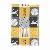 All-star - black and gold-  baseball patchwork wholecloth (90) C18BS