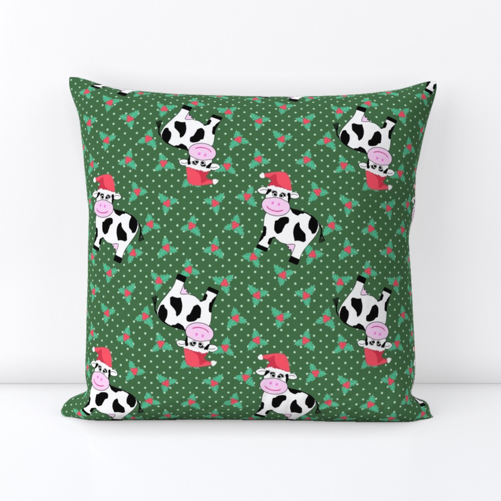 Christmas Cows and Holly