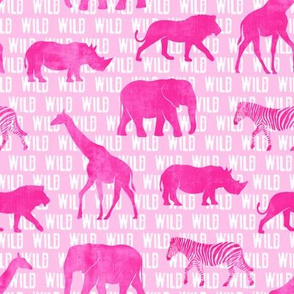 Wild Safari - bright pink - animals 