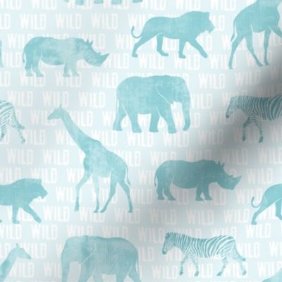 wild safari - baby blue - animals 