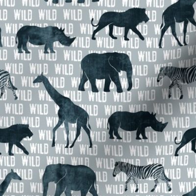 wild safari - dark blue - animals 