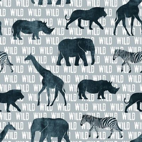 wild safari - dark blue - animals 