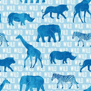 wild safari - blue - animals 