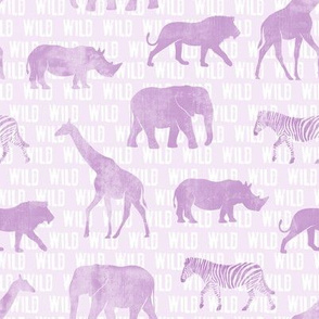 wild safari - light purple - animals 