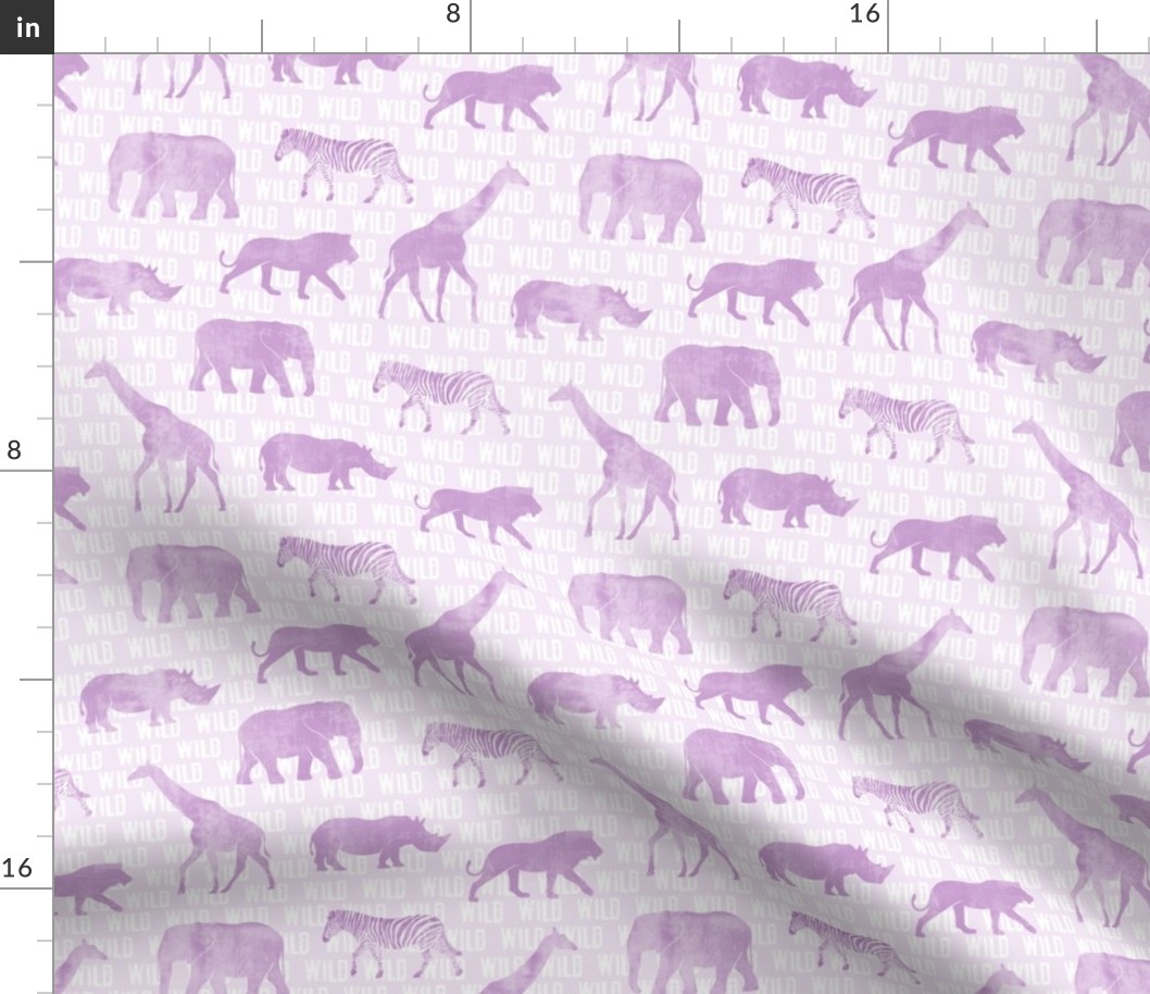 wild safari - light purple - animals 