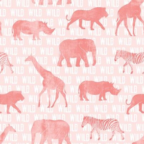 wild safari - pink - animals