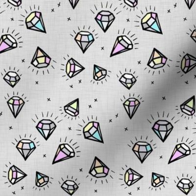Pastel Coloured Diamonds on Linen - smaller