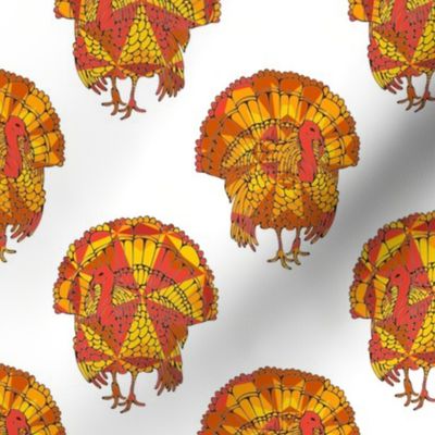 Thanksgiving Turkey Orange Mosaic on White