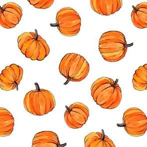 Little Pumpkins Painted in Orange Gouache on Clean White