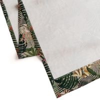 18" Tropical Night - Toucan in palm jungle with tropical flowers and bananas - sepia