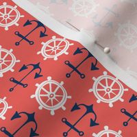 Anchors Away - Nautical Red & Blue Rotated