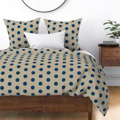 18-03r Jumbo Large Navy Polka Dot on Tan _ Miss Chiff Designs