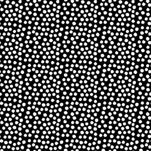 8" White Polka Dots - Black Background