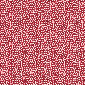 4" White Polka Dots - Apple Red Background