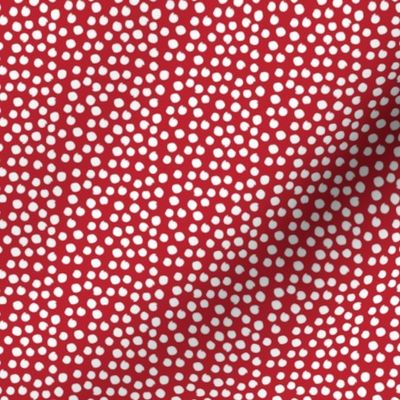 8" White Polka Dots - Apple Red Background