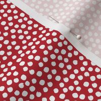 8" White Polka Dots - Apple Red Background