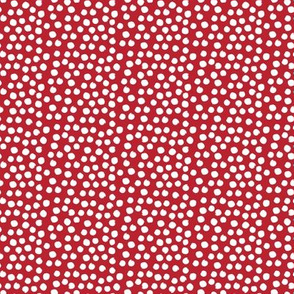 8" White Polka Dots - Apple Red Background