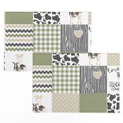 Farm//Love you till the cows come home//Ecru&Sage Green - Wholecloth Cheater Quilt