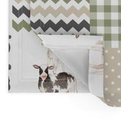 Farm//Love you till the cows come home//Ecru&Sage Green - Wholecloth Cheater Quilt