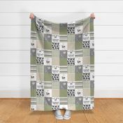 Farm//Love you till the cows come home//Ecru&Sage Green - Wholecloth Cheater Quilt