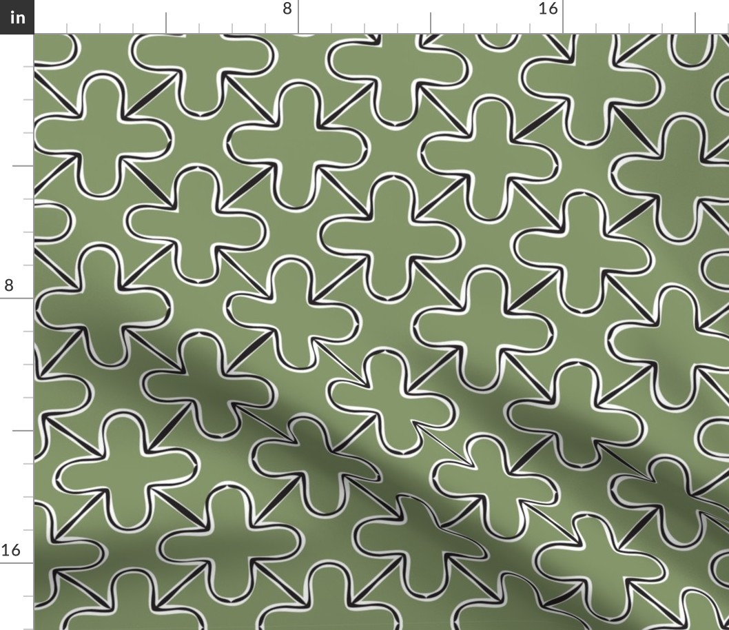 Retro sage green contour plus grid