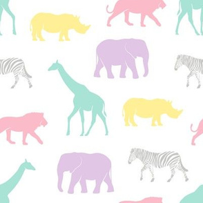 safari animals - pastels