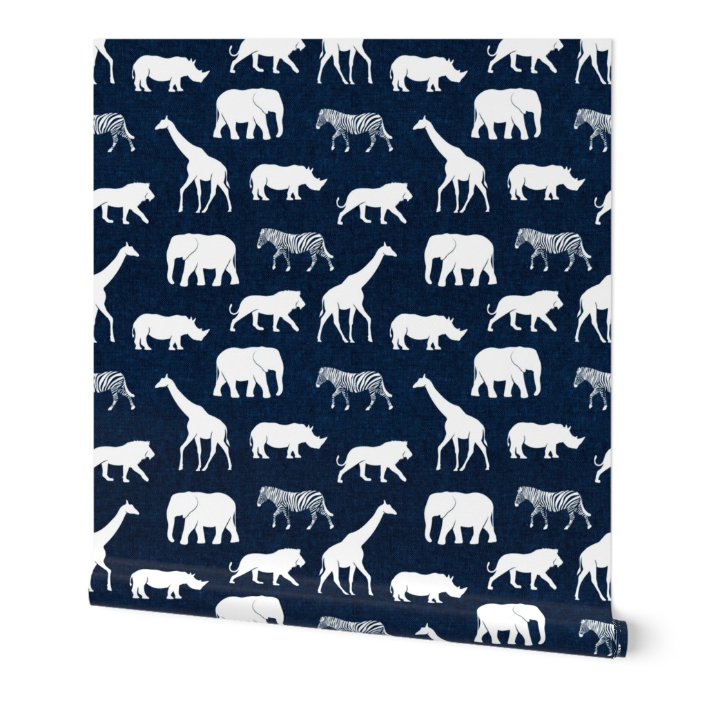 safari animals - navy