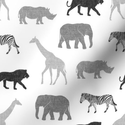 safari animals - monochrome