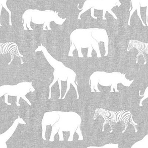 safari animals - light grey