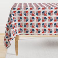 Mid-century modern bauhaus geometry red blue pink white