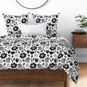 Matisse cutouts flowers black white large Wallpaper