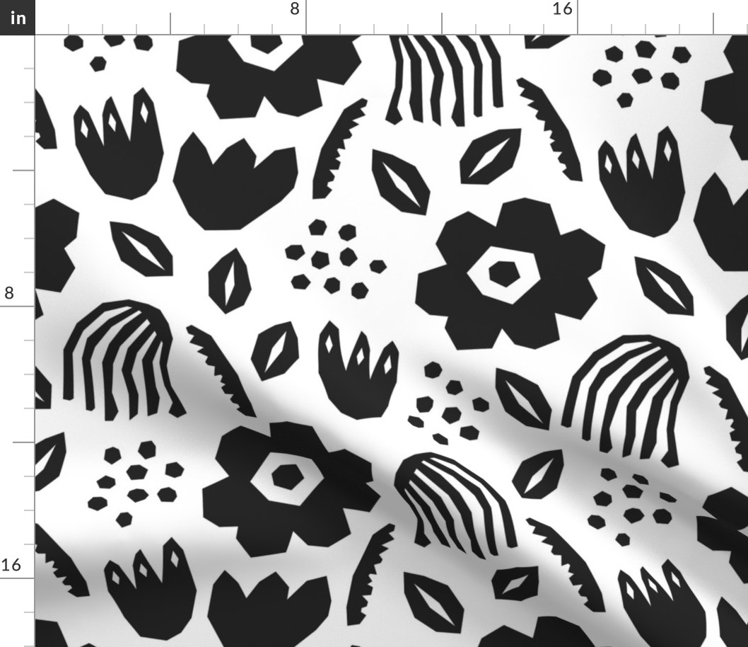 Matisse cutouts flowers black white large Wallpaper