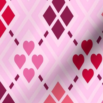 Pink diamonds argyle Valentine's hearts