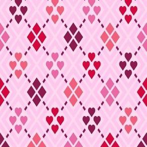 Pink diamonds argyle Valentine's hearts