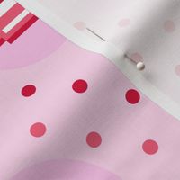 Retro 80s pixel lips pink red polka dots