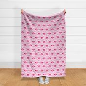 Retro 80s pixel lips pink red polka dots