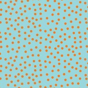 Twinkling Dots of Pumpkin on Heavenly Blue - Medium Scale
